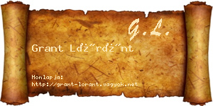 Grant Lóránt névjegykártya